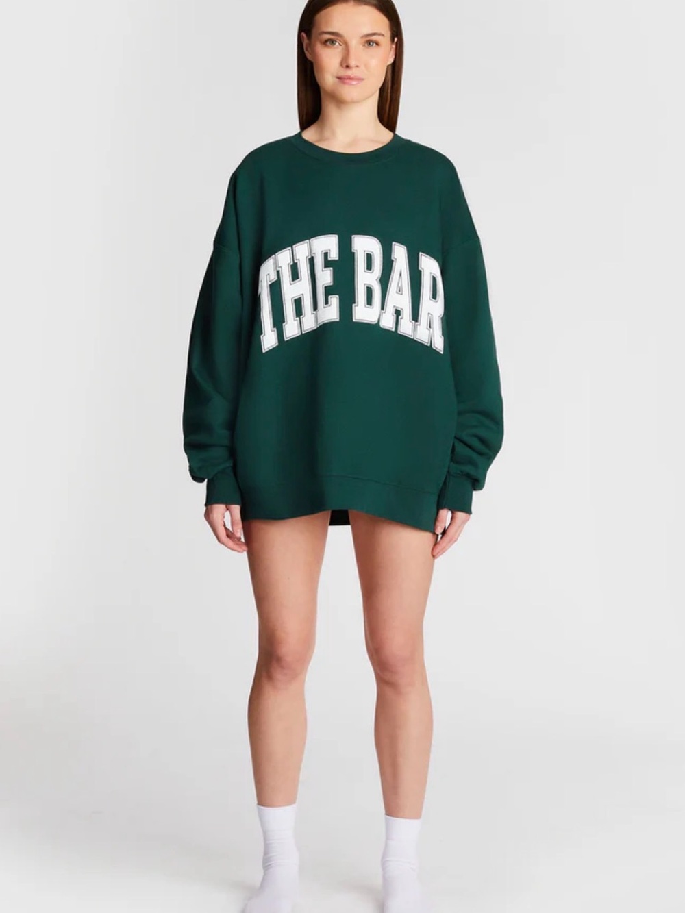 THE BAR Varsity Sweatshirt in Hunter Green – Size Medium
